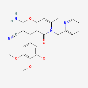 molecular formula C25H24N4O5 B2386881 2-amino-7-methyl-5-oxo-6-(2-pyridinylmethyl)-4-(3,4,5-trimethoxyphenyl)-5,6-dihydro-4H-pyrano[3,2-c]pyridine-3-carbonitrile CAS No. 612053-09-5