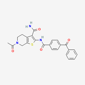 molecular formula C24H21N3O4S B2386891 6-Acetyl-2-(4-benzoylbenzamido)-4,5,6,7-tetrahydrothieno[2,3-c]pyridine-3-carboxamide CAS No. 864927-57-1