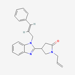 molecular formula C23H23N3O B2386908 (E)-1-烯丙基-4-(1-肉桂基-1H-苯并[d]咪唑-2-基)吡咯烷-2-酮 CAS No. 838873-55-5