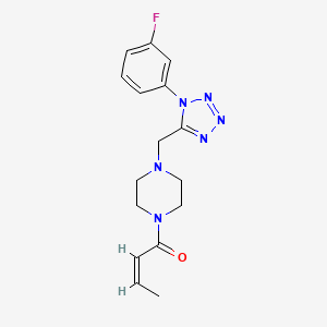 molecular formula C16H19FN6O B2386911 (Z)-1-(4-((1-(3-fluorophenyl)-1H-tetrazol-5-yl)methyl)piperazin-1-yl)but-2-en-1-one CAS No. 1049405-67-5