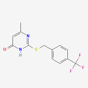 molecular formula C13H11F3N2OS B2386918 6-methyl-2-{[4-(trifluoromethyl)benzyl]sulfanyl}-4(3H)-pyrimidinone CAS No. 551931-20-5