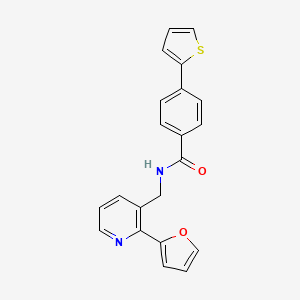 molecular formula C21H16N2O2S B2386920 N-((2-(furan-2-yl)pyridin-3-yl)methyl)-4-(thiophen-2-yl)benzamide CAS No. 2034595-14-5