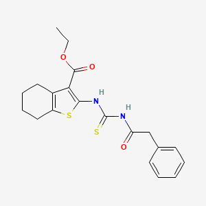 molecular formula C20H22N2O3S2 B2386932 2-(3-(2-苯乙酰)硫脲基)-4,5,6,7-四氢苯并[b]噻吩-3-羧酸乙酯 CAS No. 268733-39-7
