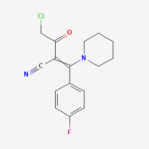 molecular formula C16H16ClFN2O B2386943 4-Chloro-2-[(4-fluorophenyl)-piperidin-1-ylmethylidene]-3-oxobutanenitrile CAS No. 744227-09-6