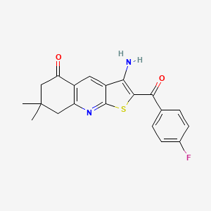molecular formula C20H17FN2O2S B2386947 3-氨基-2-(4-氟苯甲酰)-7,7-二甲基-7,8-二氢噻吩并[2,3-b]喹啉-5(6H)-酮 CAS No. 370846-65-4
