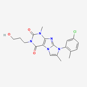 molecular formula C19H20ClN5O3 B2386950 8-(5-chloro-2-methylphenyl)-3-(3-hydroxypropyl)-1,7-dimethyl-1H-imidazo[2,1-f]purine-2,4(3H,8H)-dione CAS No. 896814-64-5