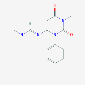 molecular formula C15H18N4O2 B2386965 N,N-dimethyl-N'-[1-methyl-3-(4-methylphenyl)-2,6-dioxo-1,2,3,6-tetrahydropyrimidin-4-yl]imidoformamide CAS No. 1261027-65-9