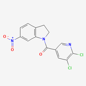 molecular formula C14H9Cl2N3O3 B2386978 1-(5,6-dichloropyridine-3-carbonyl)-6-nitro-2,3-dihydro-1H-indole CAS No. 1356737-19-3