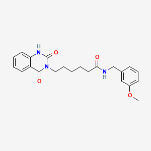 molecular formula C22H25N3O4 B2386997 6-(2,4-二氧代-1H-喹唑啉-3-基)-N-[(3-甲氧基苯基)甲基]己酰胺 CAS No. 896382-91-5