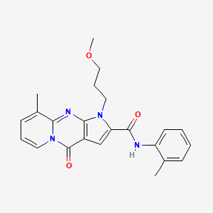 molecular formula C23H24N4O3 B2387000 1-(3-methoxypropyl)-9-methyl-4-oxo-N-(o-tolyl)-1,4-dihydropyrido[1,2-a]pyrrolo[2,3-d]pyrimidine-2-carboxamide CAS No. 900296-88-0
