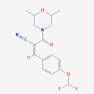 B2387001 (Z)-3-[4-(Difluoromethoxy)phenyl]-2-(2,6-dimethylmorpholine-4-carbonyl)prop-2-enenitrile CAS No. 327081-16-3