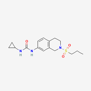 molecular formula C16H23N3O3S B2387011 1-环丙基-3-(2-(丙磺酰基)-1,2,3,4-四氢异喹啉-7-基)脲 CAS No. 1207040-24-1