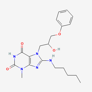 molecular formula C20H27N5O4 B2387012 7-(2-hydroxy-3-phenoxypropyl)-3-methyl-8-(pentylamino)-1H-purine-2,6(3H,7H)-dione CAS No. 941937-53-7