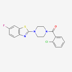 molecular formula C18H15ClFN3OS B2387030 (2-Chlorophenyl)-[4-(6-fluoro-1,3-benzothiazol-2-yl)piperazin-1-yl]methanone CAS No. 897471-81-7