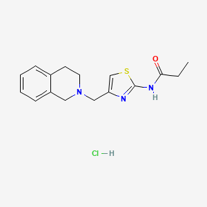 molecular formula C16H20ClN3OS B2387031 N-(4-((3,4-dihydroisoquinolin-2(1H)-yl)methyl)thiazol-2-yl)propionamide hydrochloride CAS No. 1216523-62-4