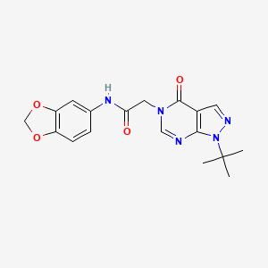 molecular formula C18H19N5O4 B2387033 N-(benzo[d][1,3]dioxol-5-yl)-2-(1-(tert-butyl)-4-oxo-1H-pyrazolo[3,4-d]pyrimidin-5(4H)-yl)acetamide CAS No. 863447-91-0