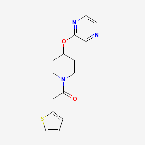 molecular formula C15H17N3O2S B2387034 1-(4-(Pyrazin-2-yloxy)piperidin-1-yl)-2-(thiophen-2-yl)ethanone CAS No. 1421478-19-4
