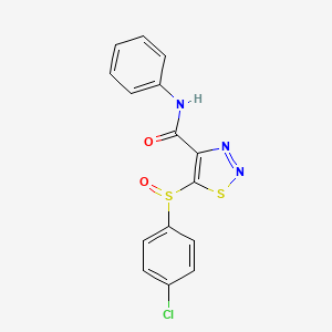 molecular formula C15H10ClN3O2S2 B2387040 5-[(4-chlorophenyl)sulfinyl]-N-phenyl-1,2,3-thiadiazole-4-carboxamide CAS No. 306976-90-9