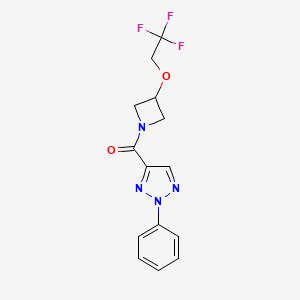 molecular formula C14H13F3N4O2 B2387041 (2-phenyl-2H-1,2,3-triazol-4-yl)(3-(2,2,2-trifluoroethoxy)azetidin-1-yl)methanone CAS No. 2034590-02-6