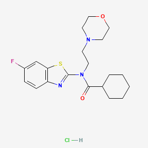 molecular formula C20H27ClFN3O2S B2387047 N-(6-fluorobenzo[d]thiazol-2-yl)-N-(2-morpholinoethyl)cyclohexanecarboxamide hydrochloride CAS No. 1217025-93-8