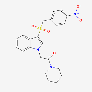 molecular formula C22H23N3O5S B2387049 2-(3-((4-nitrobenzyl)sulfonyl)-1H-indol-1-yl)-1-(piperidin-1-yl)ethanone CAS No. 894010-86-7
