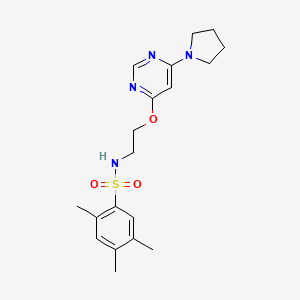 molecular formula C19H26N4O3S B2387056 2,4,5-trimethyl-N-(2-((6-(pyrrolidin-1-yl)pyrimidin-4-yl)oxy)ethyl)benzenesulfonamide CAS No. 1203064-17-8