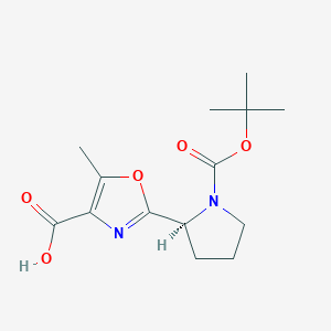 molecular formula C14H20N2O5 B2387064 2-[(2S)-1-(tert-butoxycarbonyl)pyrrolidin-2-yl]-5-methyl-1,3-oxazole-4-carboxylic acid CAS No. 1026546-76-8