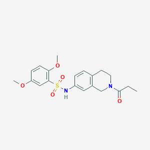 molecular formula C20H24N2O5S B2387066 2,5-dimethoxy-N-(2-propionyl-1,2,3,4-tetrahydroisoquinolin-7-yl)benzenesulfonamide CAS No. 955674-50-7
