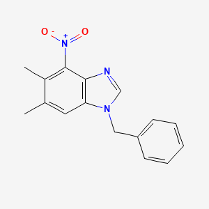 molecular formula C16H15N3O2 B2387079 1-benzyl-5,6-dimethyl-4-nitro-1H-1,3-benzimidazole CAS No. 306977-68-4