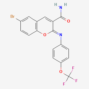molecular formula C17H10BrF3N2O3 B2387080 6-Bromo-2-[4-(trifluoromethoxy)phenyl]iminochromene-3-carboxamide CAS No. 314026-08-9