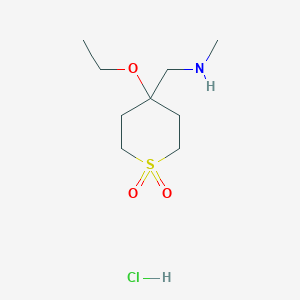 molecular formula C9H20ClNO3S B2387095 1-(4-Ethoxy-1,1-dioxothian-4-yl)-N-methylmethanamine;hydrochloride CAS No. 2418667-45-3