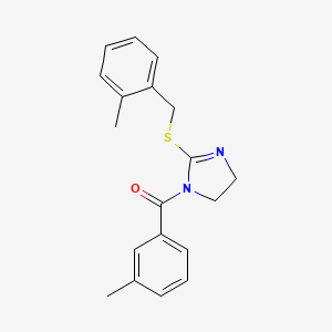 (2-((2-methylbenzyl)thio)-4,5-dihydro-1H-imidazol-1-yl)(m-tolyl)methanone