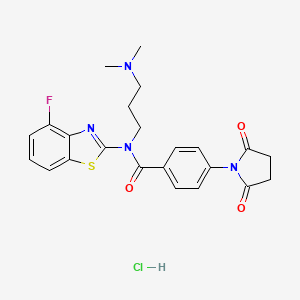molecular formula C23H24ClFN4O3S B2387098 N-(3-(dimethylamino)propyl)-4-(2,5-dioxopyrrolidin-1-yl)-N-(4-fluorobenzo[d]thiazol-2-yl)benzamide hydrochloride CAS No. 1052531-49-3