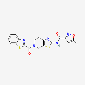 molecular formula C19H15N5O3S2 B2387107 N-(5-(benzo[d]thiazole-2-carbonyl)-4,5,6,7-tetrahydrothiazolo[5,4-c]pyridin-2-yl)-5-methylisoxazole-3-carboxamide CAS No. 1396876-14-4
