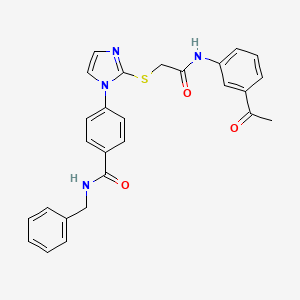 molecular formula C27H24N4O3S B2387108 4-(2-((2-((3-acetylphenyl)amino)-2-oxoethyl)thio)-1H-imidazol-1-yl)-N-benzylbenzamide CAS No. 1207004-90-7