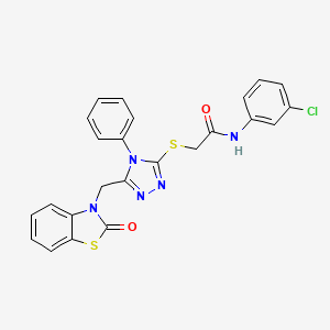 molecular formula C24H18ClN5O2S2 B2387113 N-(3-chlorophenyl)-2-((5-((2-oxobenzo[d]thiazol-3(2H)-yl)methyl)-4-phenyl-4H-1,2,4-triazol-3-yl)thio)acetamide CAS No. 896677-73-9