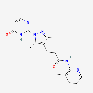 molecular formula C19H22N6O2 B2387114 3-(3,5-dimethyl-1-(4-methyl-6-oxo-1,6-dihydropyrimidin-2-yl)-1H-pyrazol-4-yl)-N-(3-methylpyridin-2-yl)propanamide CAS No. 1170967-53-9