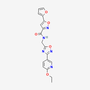 molecular formula C18H15N5O5 B2387115 N-((3-(6-ethoxypyridin-3-yl)-1,2,4-oxadiazol-5-yl)methyl)-5-(furan-2-yl)isoxazole-3-carboxamide CAS No. 1904410-96-3