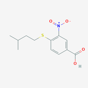 molecular formula C12H15NO4S B2387122 4-[(3-Methylbutyl)sulfanyl]-3-nitrobenzoic acid CAS No. 747410-98-6