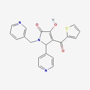 molecular formula C20H15N3O3S B2387135 3-hydroxy-1-(pyridin-3-ylmethyl)-5-(pyridin-4-yl)-4-(thiophene-2-carbonyl)-1H-pyrrol-2(5H)-one CAS No. 380565-79-7