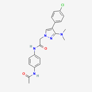 molecular formula C21H22ClN5O2 B2387138 N-(4-乙酰氨基苯基)-2-(4-(4-氯苯基)-3-(二甲氨基)-1H-吡唑-1-基)乙酰胺 CAS No. 1286725-47-0
