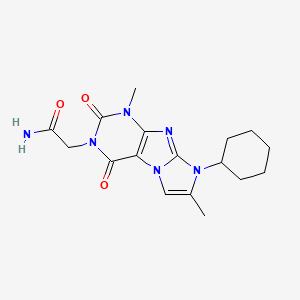 molecular formula C17H22N6O3 B2387157 2-(6-Cyclohexyl-4,7-dimethyl-1,3-dioxopurino[7,8-a]imidazol-2-yl)acetamide CAS No. 876670-89-2