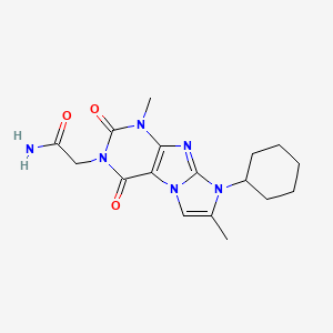 molecular formula C17H22N6O3 B2387157 2-(6-环己基-4,7-二甲基-1,3-二氧代嘌呤[7,8-a]咪唑-2-基)乙酰胺 CAS No. 876670-89-2