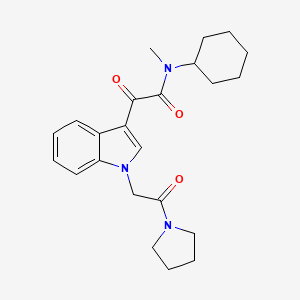 molecular formula C23H29N3O3 B2387163 N-cyclohexyl-N-methyl-2-oxo-2-(1-(2-oxo-2-(pyrrolidin-1-yl)ethyl)-1H-indol-3-yl)acetamide CAS No. 893987-01-4