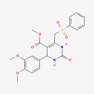 molecular formula C21H22N2O7S B2387175 Methyl 4-(3,4-dimethoxyphenyl)-2-oxo-6-((phenylsulfonyl)methyl)-1,2,3,4-tetrahydropyrimidine-5-carboxylate CAS No. 899949-84-9