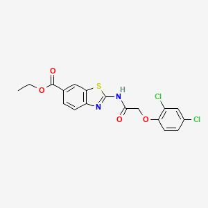 molecular formula C18H14Cl2N2O4S B2387176 Ethyl 2-(2-(2,4-dichlorophenoxy)acetamido)benzo[d]thiazole-6-carboxylate CAS No. 946360-16-3