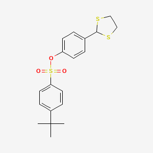 molecular formula C19H22O3S3 B2387188 4-(1,3-Dithiolan-2-yl)phenyl 4-(tert-butyl)benzenesulfonate CAS No. 301193-55-5