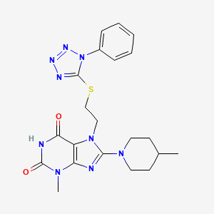 3-methyl-8-(4-methylpiperidin-1-yl)-7-(2-((1-phenyl-1H-tetrazol-5-yl)thio)ethyl)-1H-purine-2,6(3H,7H)-dione