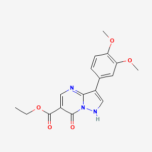 molecular formula C17H17N3O5 B2387205 Ethyl 3-(3,4-dimethoxyphenyl)-7-hydroxypyrazolo[1,5-a]pyrimidine-6-carboxylate CAS No. 860610-81-7