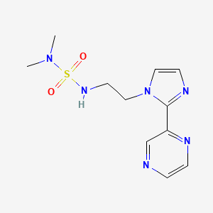 molecular formula C11H16N6O2S B2387211 2-[1-[2-(Dimethylsulfamoylamino)ethyl]imidazol-2-yl]pyrazine CAS No. 2034234-53-0